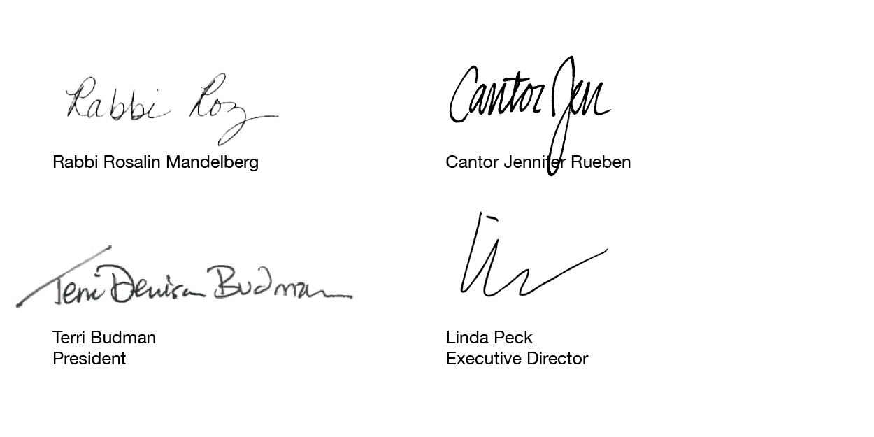 RabbiRoz_CantorJen_TerriBudman_LindaPeck_Signatures